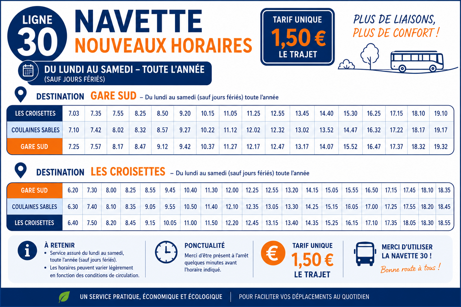 horaire navette